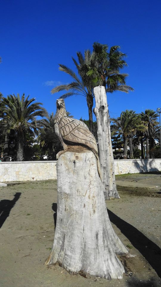 TALLA DE MADERA EN UN ÁRBOL TALADO